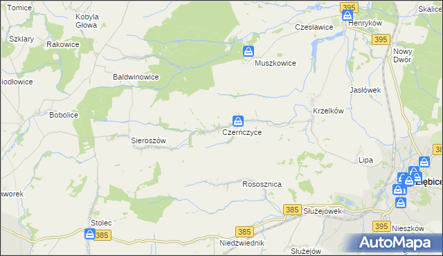 mapa Czerńczyce gmina Ziębice, Czerńczyce gmina Ziębice na mapie Targeo