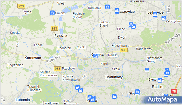 mapa Czernica gmina Gaszowice, Czernica gmina Gaszowice na mapie Targeo