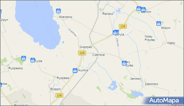mapa Czernice gmina Pyrzyce, Czernice gmina Pyrzyce na mapie Targeo