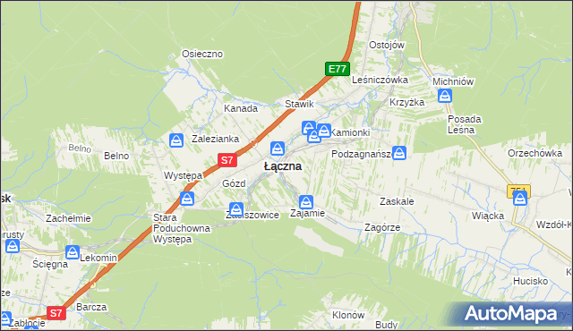 mapa Czerwona Górka gmina Łączna, Czerwona Górka gmina Łączna na mapie Targeo