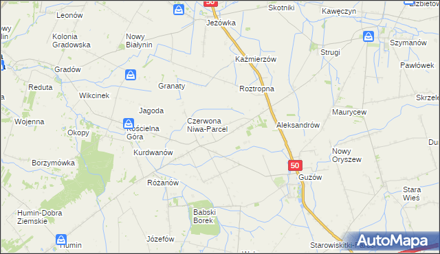 mapa Czerwona Niwa, Czerwona Niwa na mapie Targeo