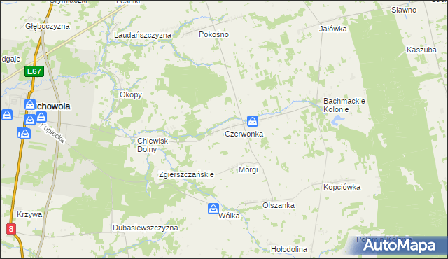 mapa Czerwonka gmina Suchowola, Czerwonka gmina Suchowola na mapie Targeo