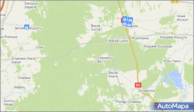 mapa Czerwony Bór gmina Zambrów, Czerwony Bór gmina Zambrów na mapie Targeo