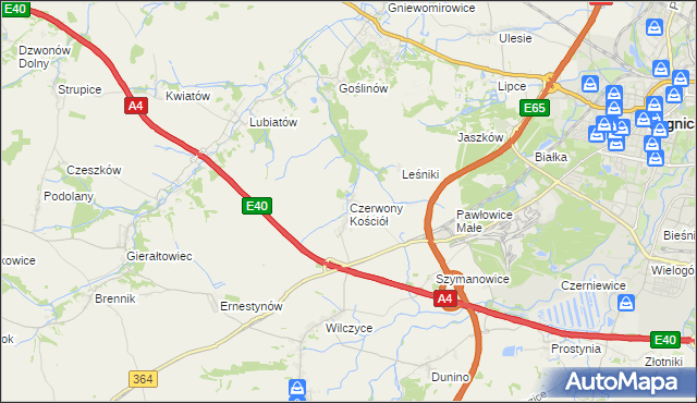mapa Czerwony Kościół, Czerwony Kościół na mapie Targeo