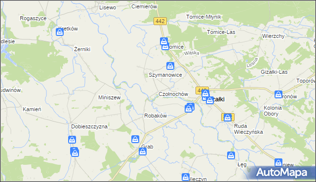 mapa Czołnochów, Czołnochów na mapie Targeo