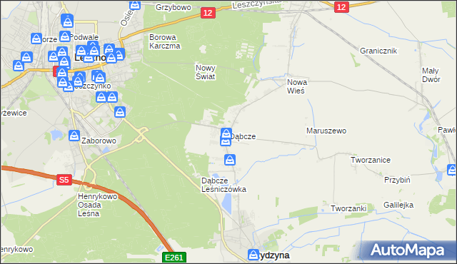 mapa Dąbcze, Dąbcze na mapie Targeo