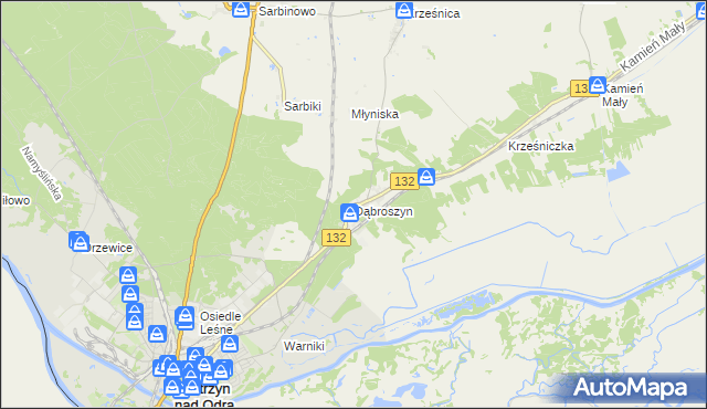 mapa Dąbroszyn gmina Witnica, Dąbroszyn gmina Witnica na mapie Targeo