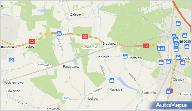 mapa Dąbrowa gmina Jarocin, Dąbrowa gmina Jarocin na mapie Targeo
