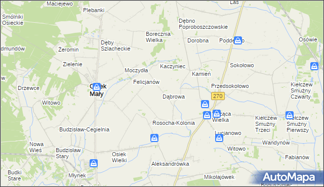 mapa Dąbrowa gmina Koło, Dąbrowa gmina Koło na mapie Targeo
