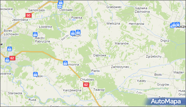 mapa Dąbrowa gmina Łochów, Dąbrowa gmina Łochów na mapie Targeo