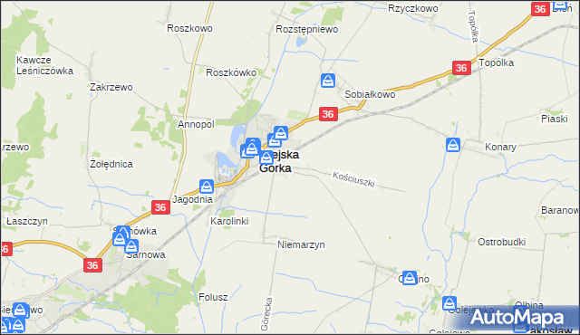 mapa Dąbrowa gmina Miejska Górka, Dąbrowa gmina Miejska Górka na mapie Targeo