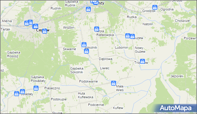 mapa Dąbrowa gmina Mrozy, Dąbrowa gmina Mrozy na mapie Targeo