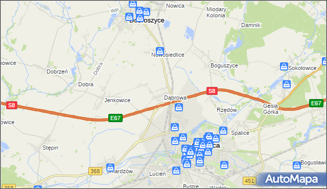 mapa Dąbrowa gmina Oleśnica, Dąbrowa gmina Oleśnica na mapie Targeo
