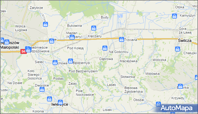 mapa Dąbrowa gmina Świlcza, Dąbrowa gmina Świlcza na mapie Targeo