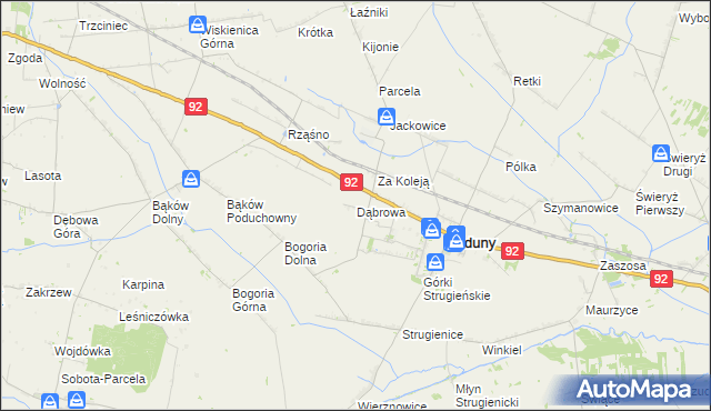 mapa Dąbrowa gmina Zduny, Dąbrowa gmina Zduny na mapie Targeo