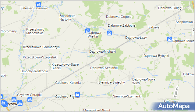 mapa Dąbrowa-Kity, Dąbrowa-Kity na mapie Targeo