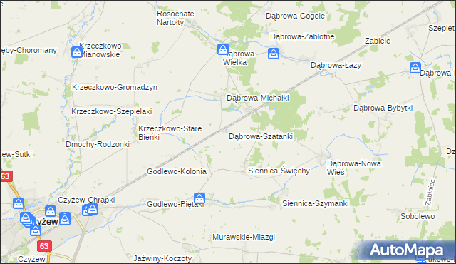 mapa Dąbrowa-Szatanki, Dąbrowa-Szatanki na mapie Targeo