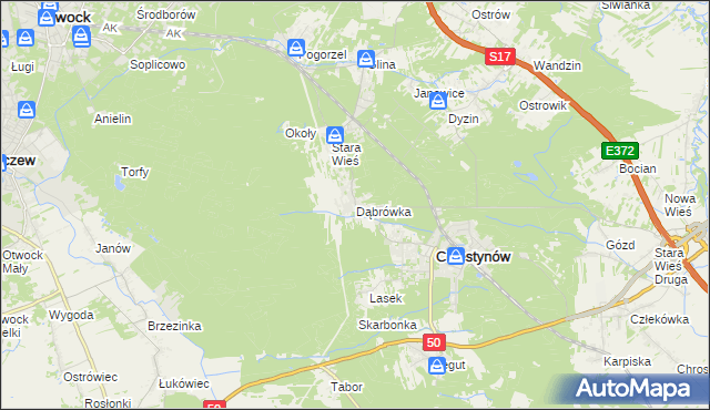 mapa Dąbrówka gmina Celestynów, Dąbrówka gmina Celestynów na mapie Targeo