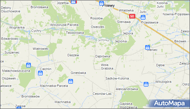 mapa Dąbrówka gmina Pniewy, Dąbrówka gmina Pniewy na mapie Targeo