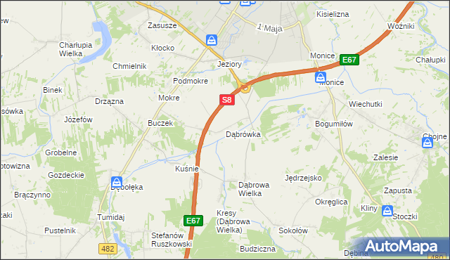mapa Dąbrówka gmina Sieradz, Dąbrówka gmina Sieradz na mapie Targeo