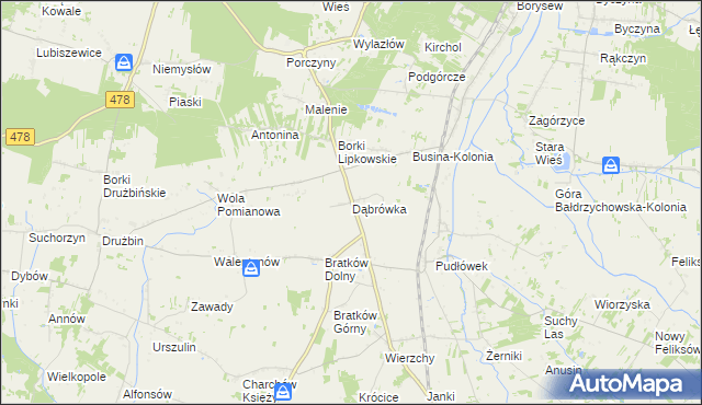 mapa Dąbrówka gmina Zadzim, Dąbrówka gmina Zadzim na mapie Targeo