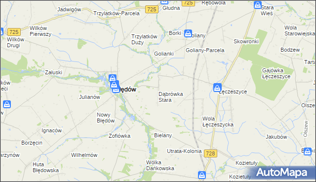 mapa Dąbrówka Stara, Dąbrówka Stara na mapie Targeo