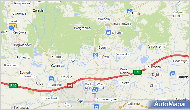 mapa Dąbrówki gmina Czarna, Dąbrówki gmina Czarna na mapie Targeo
