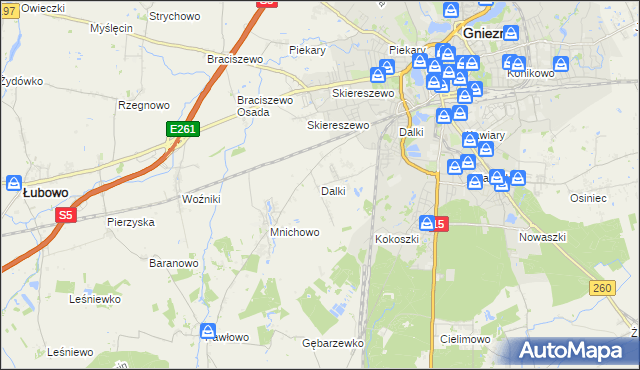mapa Dalki, Dalki na mapie Targeo