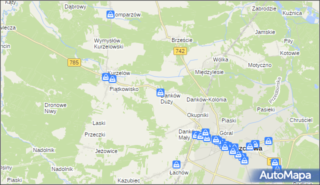 mapa Danków Duży, Danków Duży na mapie Targeo