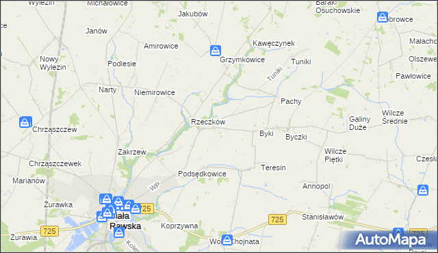 mapa Dańków gmina Biała Rawska, Dańków gmina Biała Rawska na mapie Targeo
