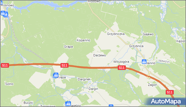 mapa Darżewo gmina Bobolice, Darżewo gmina Bobolice na mapie Targeo