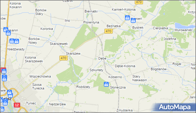 mapa Dębe gmina Żelazków, Dębe gmina Żelazków na mapie Targeo