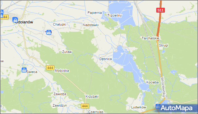 mapa Dębnica gmina Przygodzice, Dębnica gmina Przygodzice na mapie Targeo