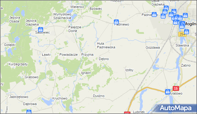 mapa Dębno gmina Mogilno, Dębno gmina Mogilno na mapie Targeo