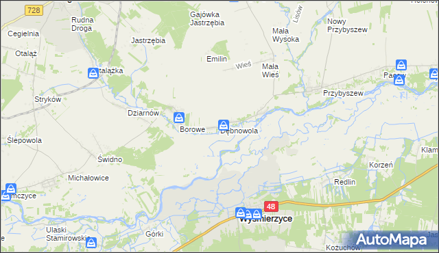 mapa Dębnowola gmina Mogielnica, Dębnowola gmina Mogielnica na mapie Targeo