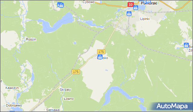 mapa Dębsko gmina Kalisz Pomorski, Dębsko gmina Kalisz Pomorski na mapie Targeo