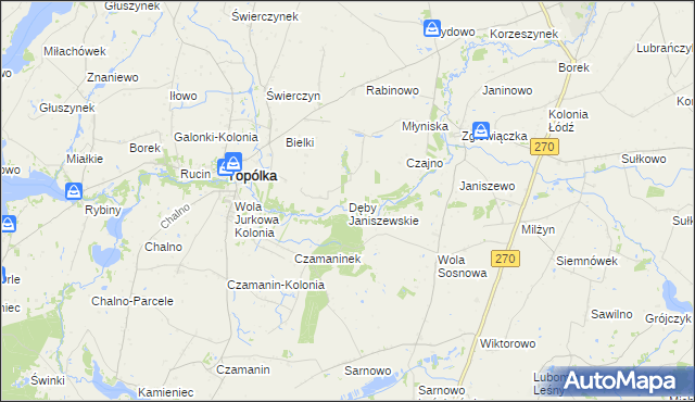 mapa Dęby Janiszewskie, Dęby Janiszewskie na mapie Targeo