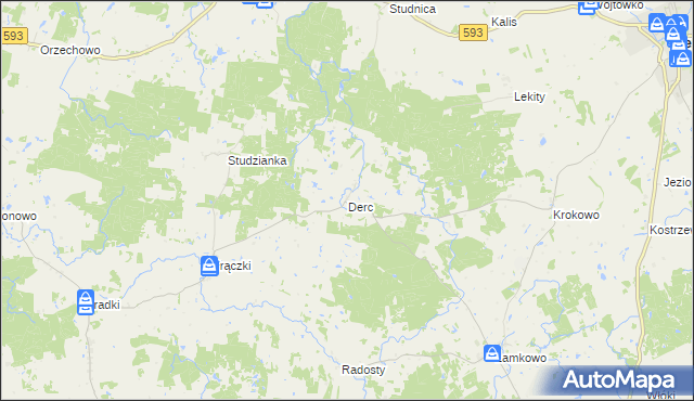 mapa Derc, Derc na mapie Targeo