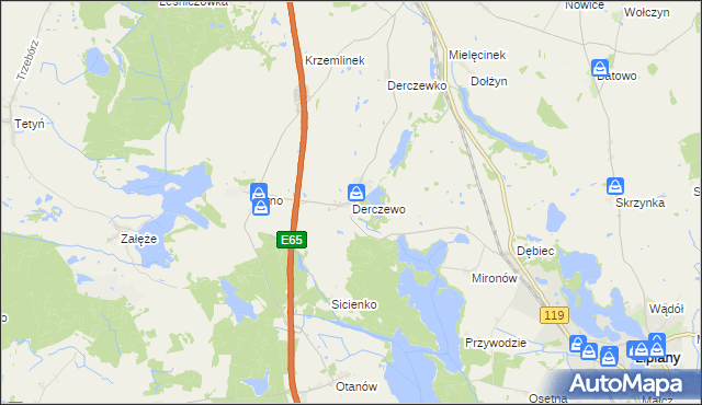 mapa Derczewo, Derczewo na mapie Targeo