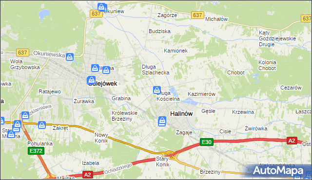 mapa Długa Kościelna, Długa Kościelna na mapie Targeo