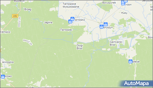 mapa Długi Bród gmina Połajewo, Długi Bród gmina Połajewo na mapie Targeo