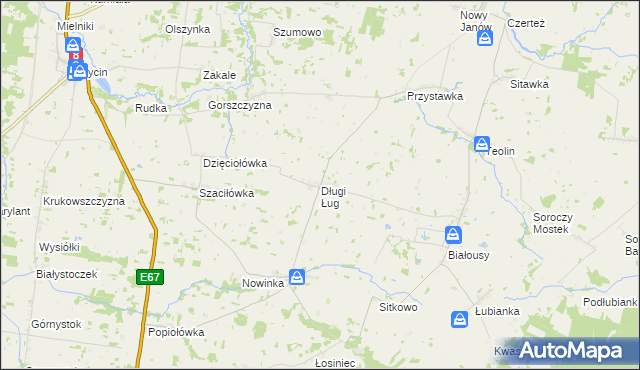 mapa Długi Ług, Długi Ług na mapie Targeo