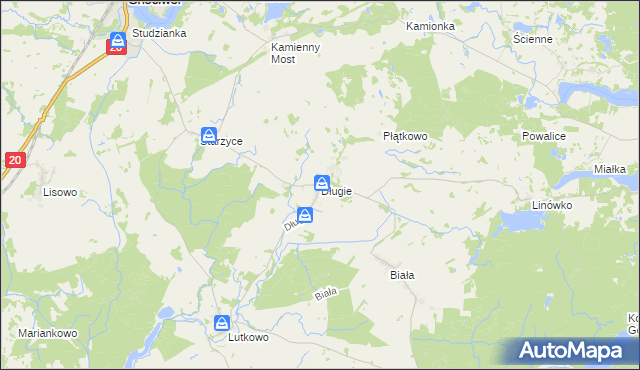 mapa Długie gmina Chociwel, Długie gmina Chociwel na mapie Targeo