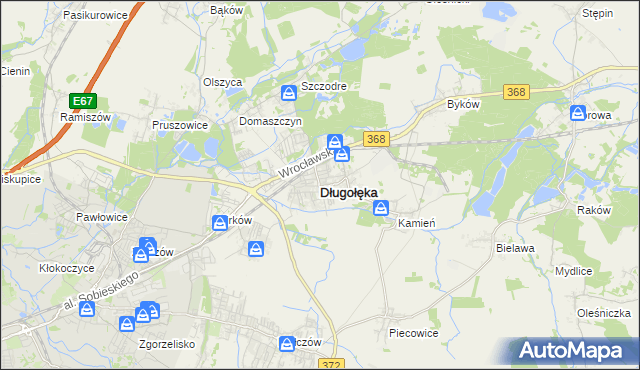 mapa Długołęka powiat wrocławski, Długołęka powiat wrocławski na mapie Targeo