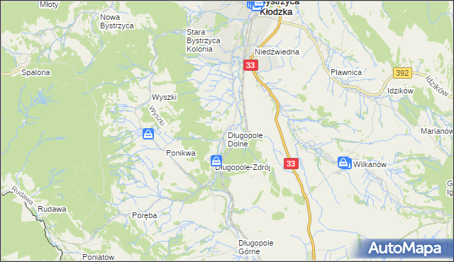 mapa Długopole Dolne, Długopole Dolne na mapie Targeo