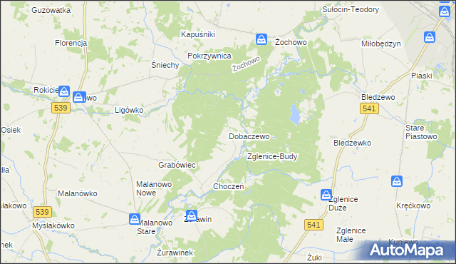 mapa Dobaczewo, Dobaczewo na mapie Targeo