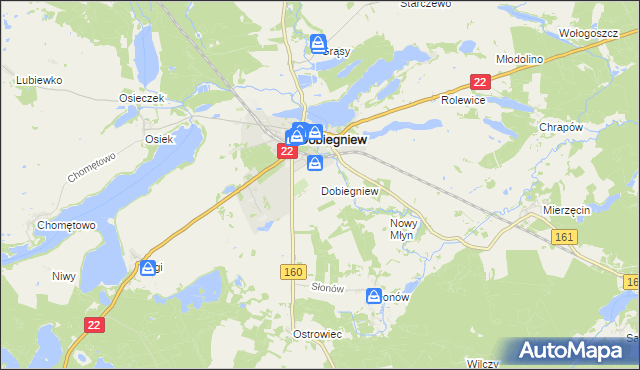 mapa Dobiegniew powiat strzelecko-drezdenecki, Dobiegniew powiat strzelecko-drezdenecki na mapie Targeo