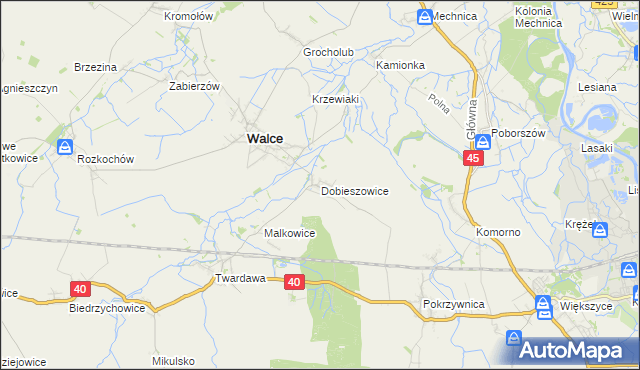 mapa Dobieszowice gmina Walce, Dobieszowice gmina Walce na mapie Targeo