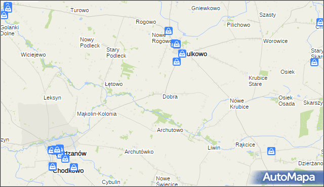 mapa Dobra gmina Bulkowo, Dobra gmina Bulkowo na mapie Targeo