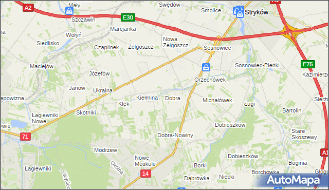 mapa Dobra gmina Stryków, Dobra gmina Stryków na mapie Targeo